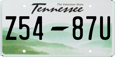 TN license plate Z5487U