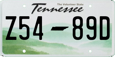 TN license plate Z5489D