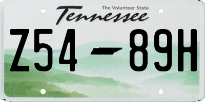 TN license plate Z5489H