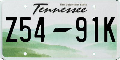 TN license plate Z5491K