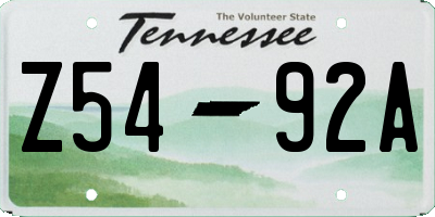 TN license plate Z5492A