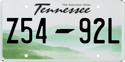 TN license plate Z5492L
