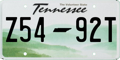 TN license plate Z5492T
