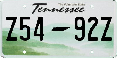 TN license plate Z5492Z