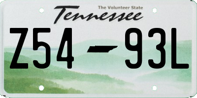 TN license plate Z5493L