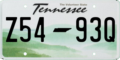 TN license plate Z5493Q