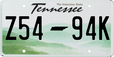 TN license plate Z5494K