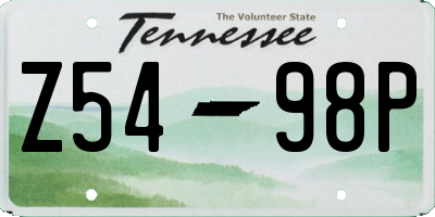 TN license plate Z5498P