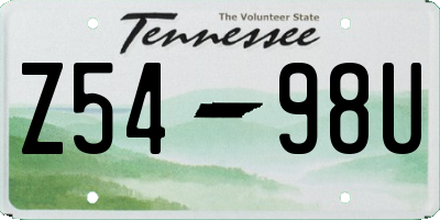 TN license plate Z5498U
