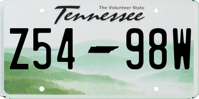 TN license plate Z5498W