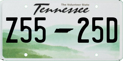 TN license plate Z5525D