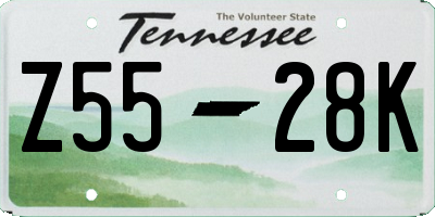 TN license plate Z5528K