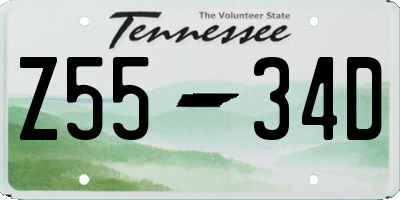 TN license plate Z5534D