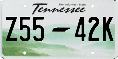 TN license plate Z5542K