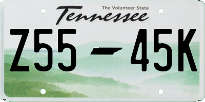 TN license plate Z5545K