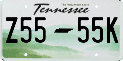 TN license plate Z5555K