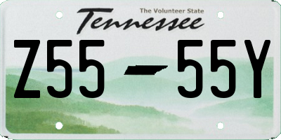 TN license plate Z5555Y