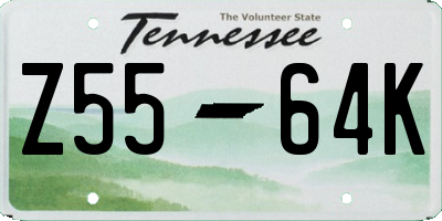TN license plate Z5564K