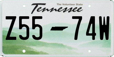 TN license plate Z5574W