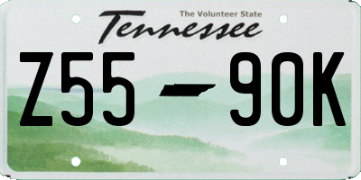 TN license plate Z5590K