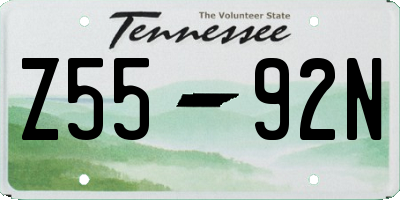TN license plate Z5592N