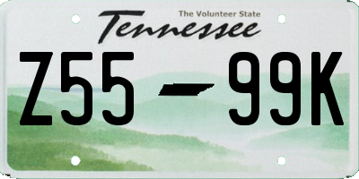 TN license plate Z5599K