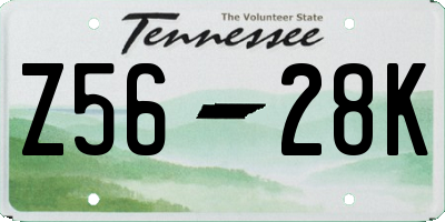 TN license plate Z5628K