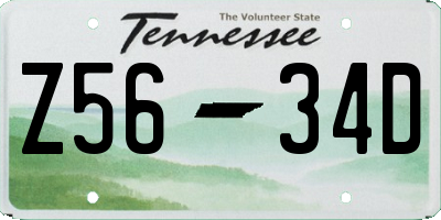 TN license plate Z5634D