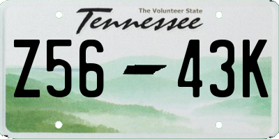 TN license plate Z5643K