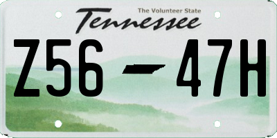 TN license plate Z5647H