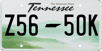 TN license plate Z5650K
