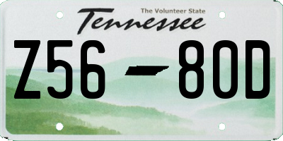 TN license plate Z5680D