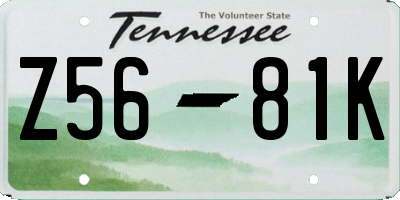 TN license plate Z5681K