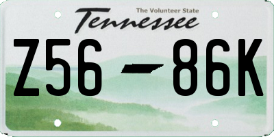TN license plate Z5686K