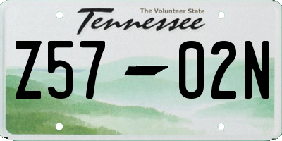 TN license plate Z5702N