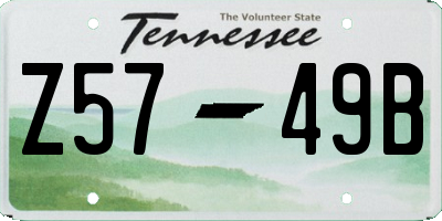 TN license plate Z5749B