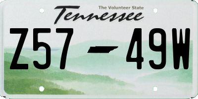 TN license plate Z5749W