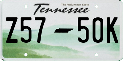 TN license plate Z5750K