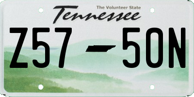 TN license plate Z5750N