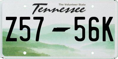 TN license plate Z5756K