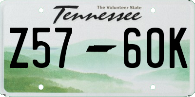 TN license plate Z5760K