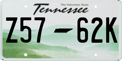 TN license plate Z5762K