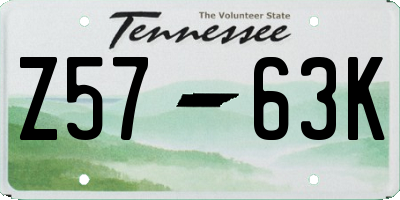 TN license plate Z5763K