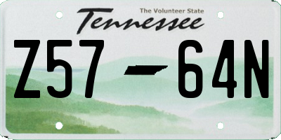 TN license plate Z5764N