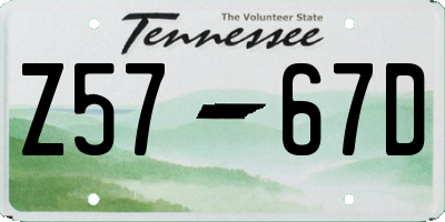 TN license plate Z5767D