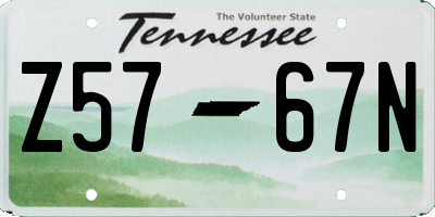 TN license plate Z5767N