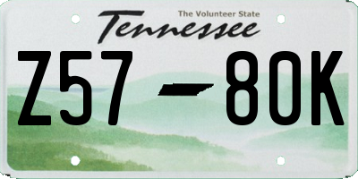 TN license plate Z5780K