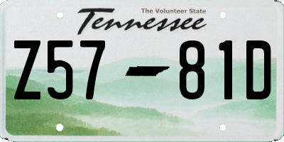 TN license plate Z5781D
