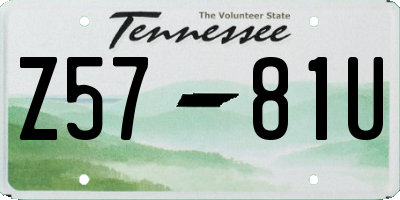 TN license plate Z5781U