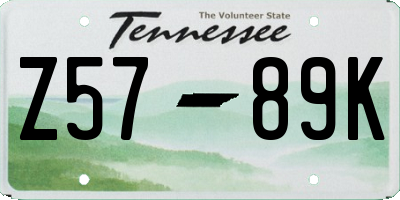TN license plate Z5789K